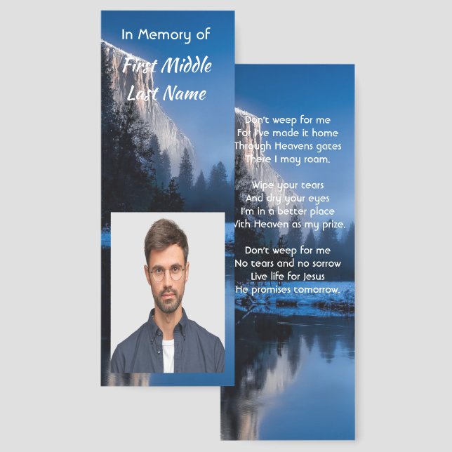 Christian Memorial Photo Mountain Lake Winter Snow Bookmarks (Front & Back)