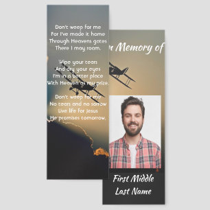 Christian Memorial Photo Pilot Airplane Flying Bookmarks