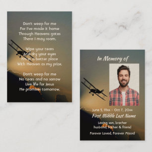 Christian Memorial Photo Pilot Airplane Flying Business Card