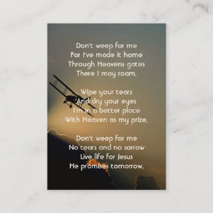 Christian Memorial Photo Pilot Airplane Flying Business Card