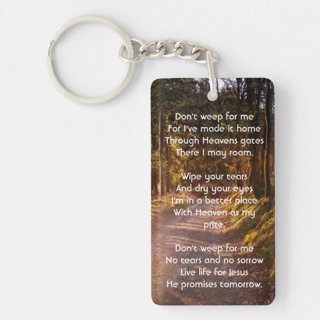 Christian Memorial Photo Prayer Forest Trail Walk Keychain (Front)