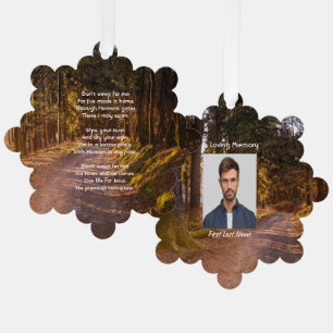 Christian Memorial Photo Prayer Forest Trail Walk Ornament Card
