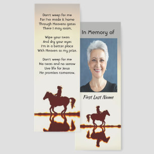 Christian Memorial Photo Prayer Horse Back Riding Bookmarks