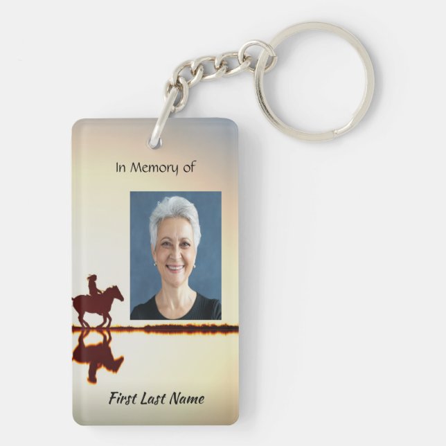 Christian Memorial Photo Prayer Horse Back Riding Keychain (Back)