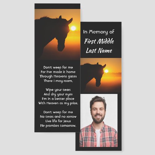 Christian Memorial Photo Prayer Horse Silhouette