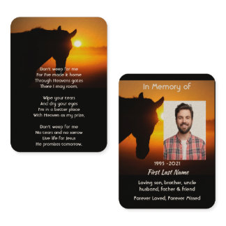 Christian Memorial Photo Prayer Horse Silhouette Business Card