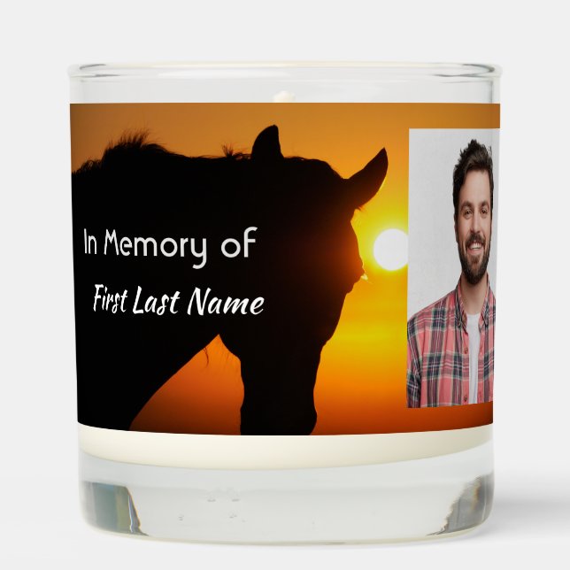 Christian Memorial Photo Prayer Horse Silhouette Scented Candle (Back)