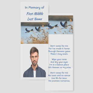 Christian Memorial Photo Prayer Lake Geese Birds Bookmarks