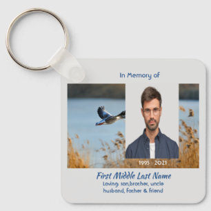 Christian Memorial Photo Prayer Lake Geese Birds Keychain