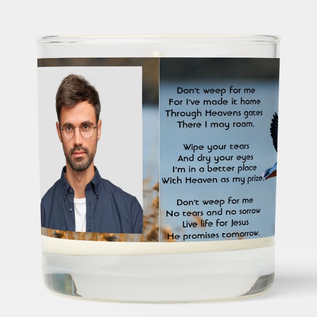 Christian Memorial Photo Prayer Lake Geese Birds Scented Candle (Right)