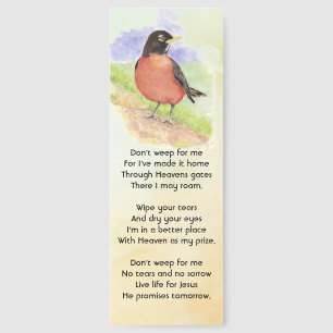 Christian Memorial Photo Robin Garden Bird Bookmarks