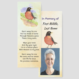 Christian Memorial Photo Robin Garden Bird Bookmarks
