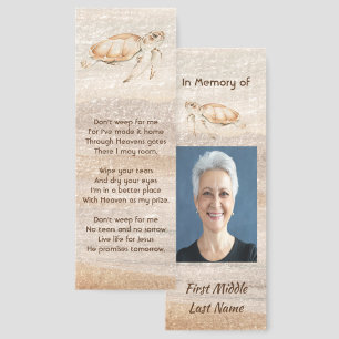Christian Memorial Photo Sandy Beach Sea Turtle Bookmarks