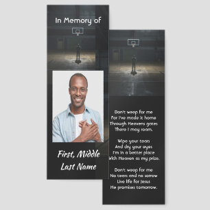 Christian Memorial Pocket Card Basketball Game Bookmarks