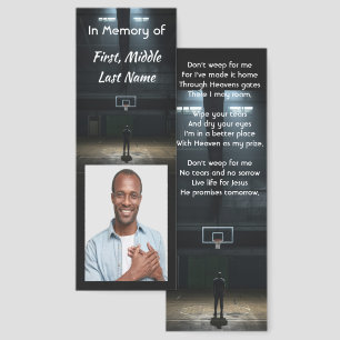 Christian Memorial Pocket Card Basketball Game Bookmarks