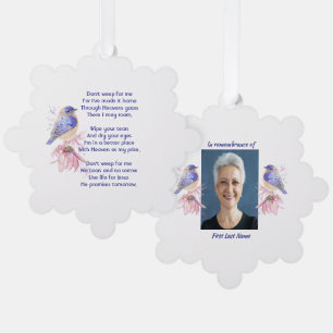 Christian Memorial Poem Bluebird Garden Bird Ornament Card