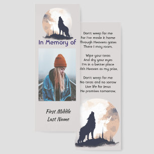  Christian Memorial Prayer Wolf Howling Animal Bookmarks