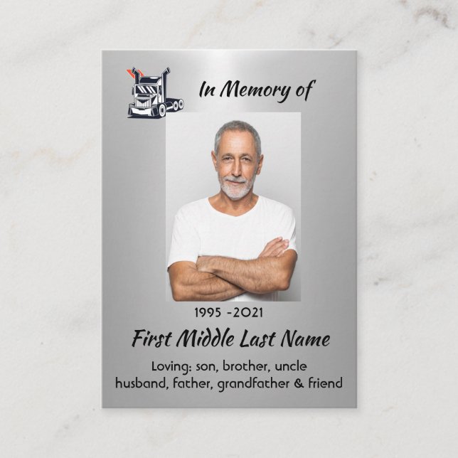 Christian Memorial Semi-Truck Tractor-trailer  Business Card (Front)