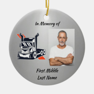 Christian Memorial Semi-Truck Tractor-trailer  Ceramic Ornament