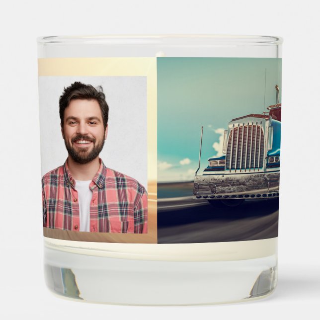 Christian Memorial Semi Truck Tractor Trailer Scented Candle (Left)