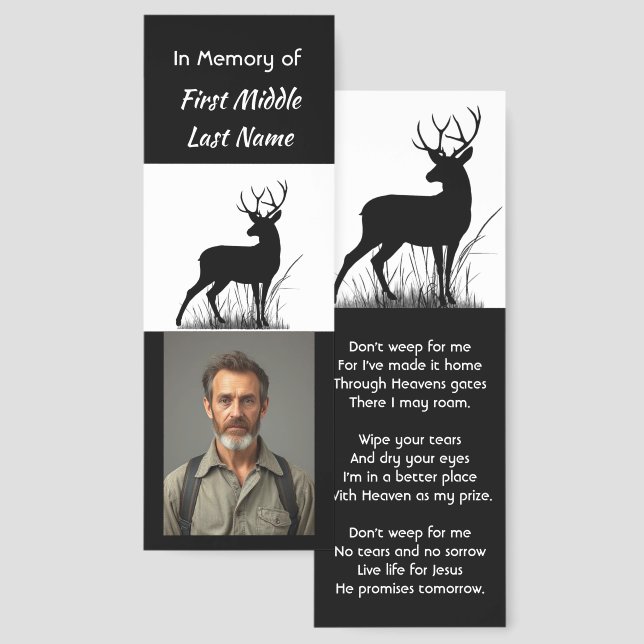 Christian Memorial Stag Deer Outdoorsman Bookmarks (Front & Back)