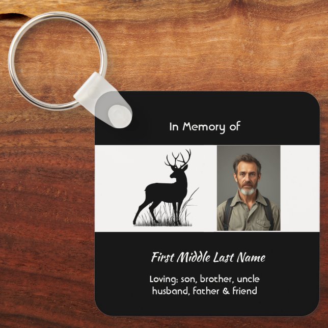  Christian Memorial Stag Deer Outdoorsman Keychain (Front)