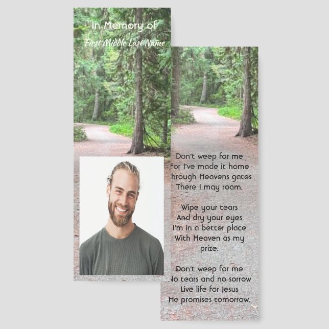 Christian Memorial Trail Path Walk Hike Forest Bookmarks (Front & Back)