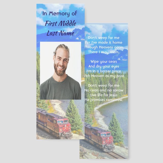 Christian Memorial Train Rail Tram Railway Bookmarks (Front & Back)