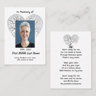 Christian Memorial Tree of Life Heart Love Business Card