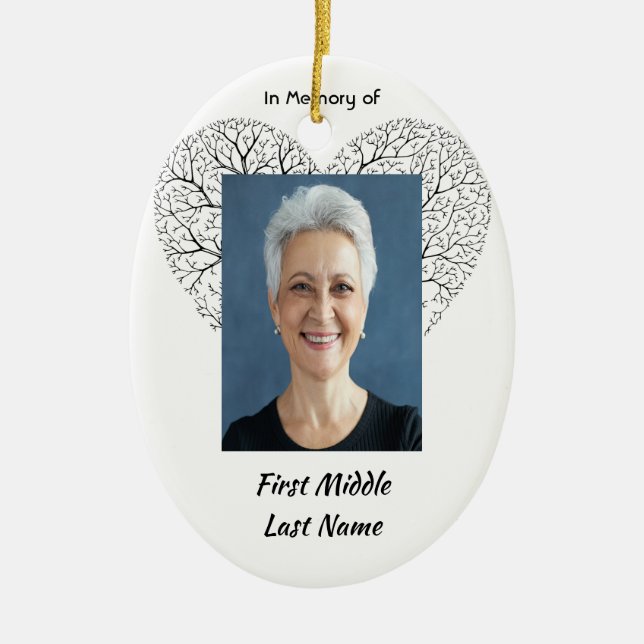 Christian Memorial  Tree of Life Heart Love Ceramic Ornament (Front)