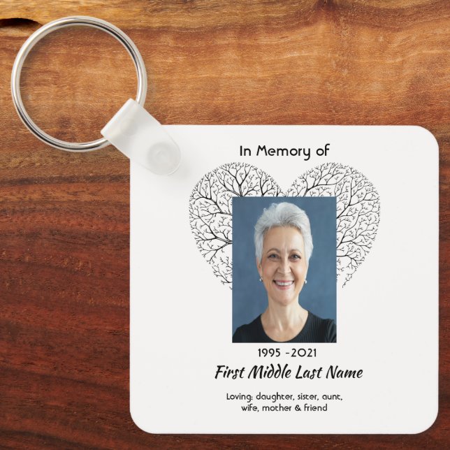 Christian Memorial  Tree of Life Heart Love Keychain (Front)