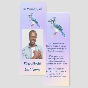 Christian Memorial Watercolor Bluejay Garden Bookmarks