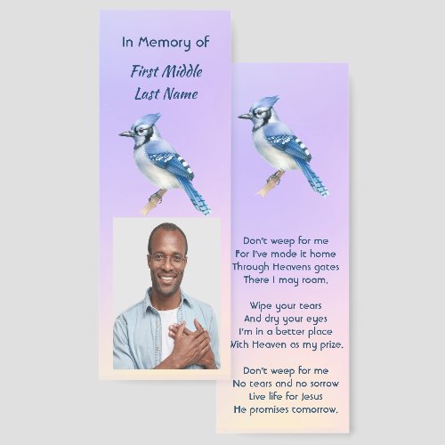 Christian Memorial Watercolor Bluejay Garden 