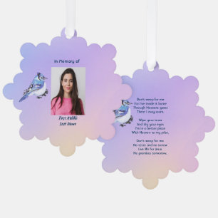 Christian Memorial Watercolor Bluejay Garden Ornament Card