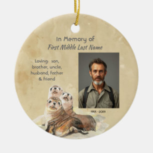 Christian Memorial Watercolor Seals Animals Ceramic Ornament
