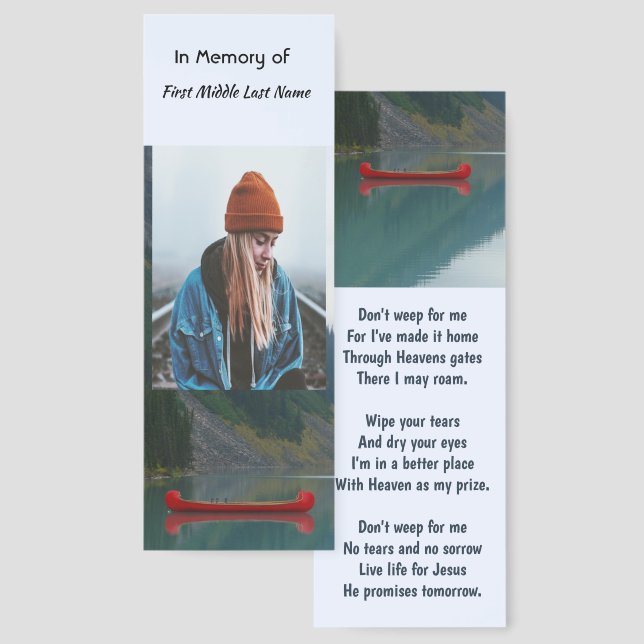 Christian Memorial Wilderness Lake Canoe Bookmarks (Front & Back)