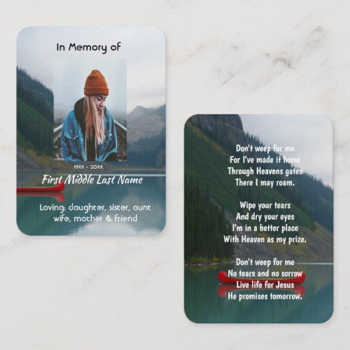 Christian Memorial Wilderness Lake Canoe Business Card