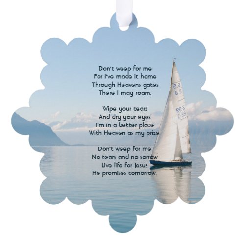 Christian Memory Keepsake Sailor Sailboat Sailing Ornament Card