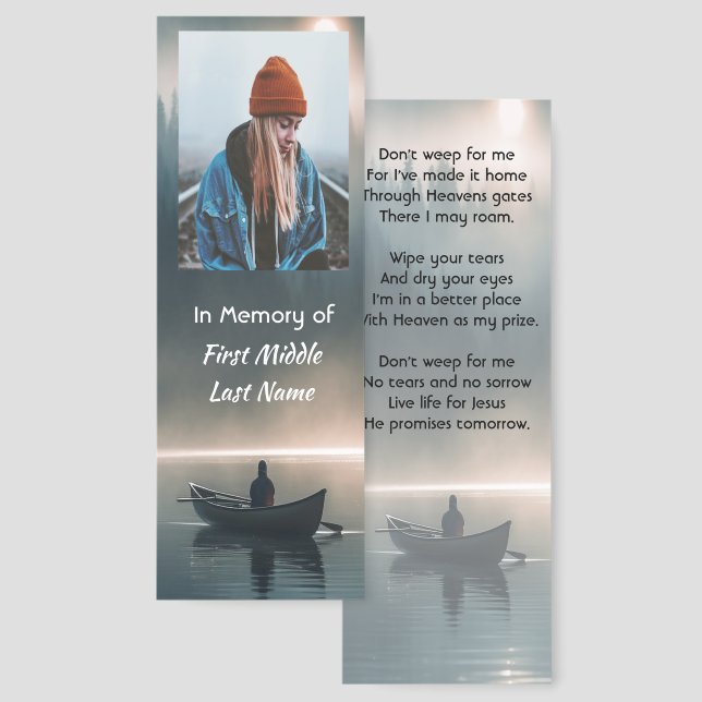 Christian Memory Keepsake Wilderness Lake Canoe Bookmarks (Front & Back)