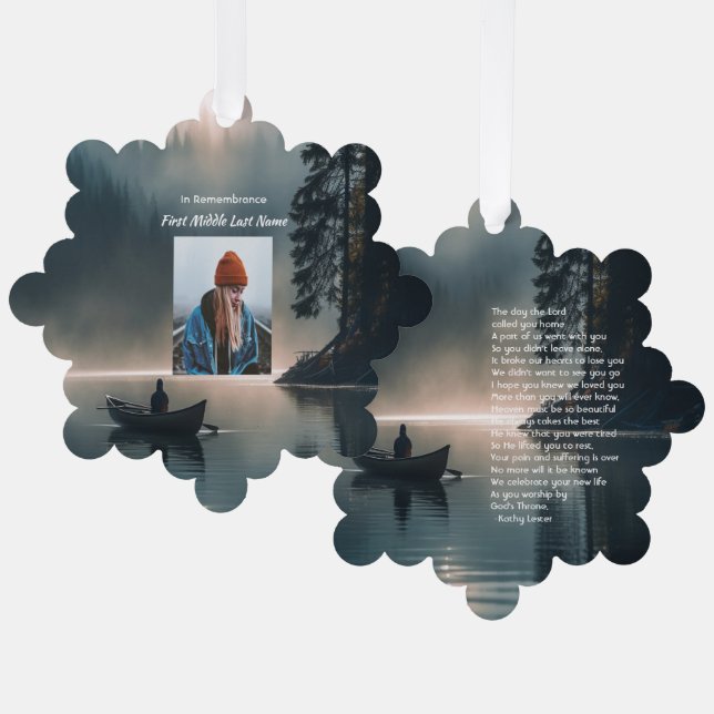 Christian Memory Keepsake Wilderness Lake Canoe Ornament Card (Front/Back)