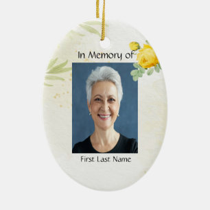 Christian Memory Photo Yellow Roses Garden Flowers Ceramic Ornament