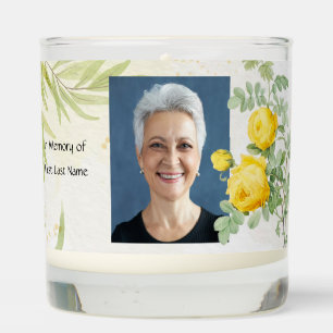 Christian Memory Photo Yellow Roses Garden Flowers Scented Candle