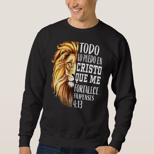Christian Men Spanish Lion Judah Graphic On Back P Sweatshirt (Front)