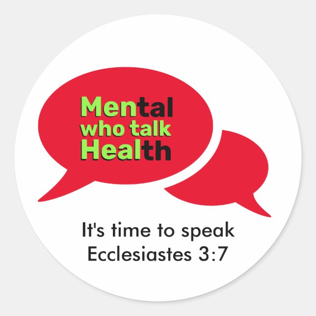 Christian MEN WHO TALK HEAL Mental Health Classic Round Sticker (Front)