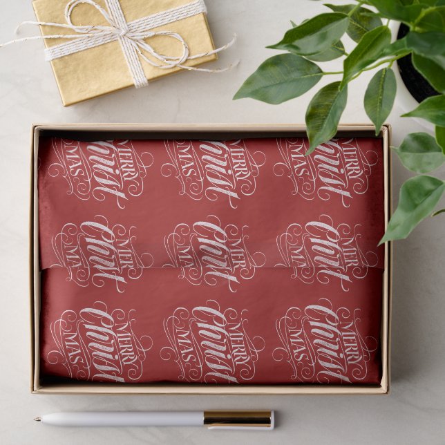 Christian Merry Christmas Chalk Lettering Christ   Tissue Paper (Gift)