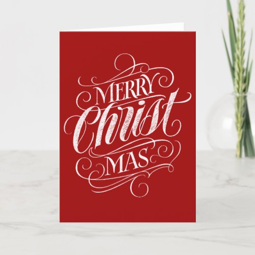 Christian Merry Christmas Chalkboard Calligraphy Holiday Card