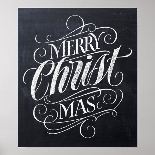 Christian Merry Christmas Chalkboard Calligraphy Poster