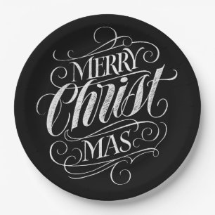 Christian Merry Christmas Chalkboard Lettering Paper Plates
