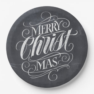 Christian Merry Christmas Jesus Christ Calligraphy Paper Plates