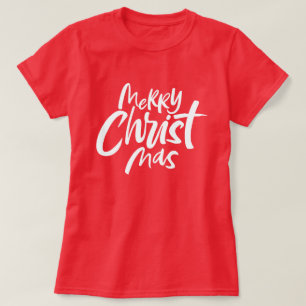 Christian Merry Christmas Lettering Jesus Christ  T-Shirt
